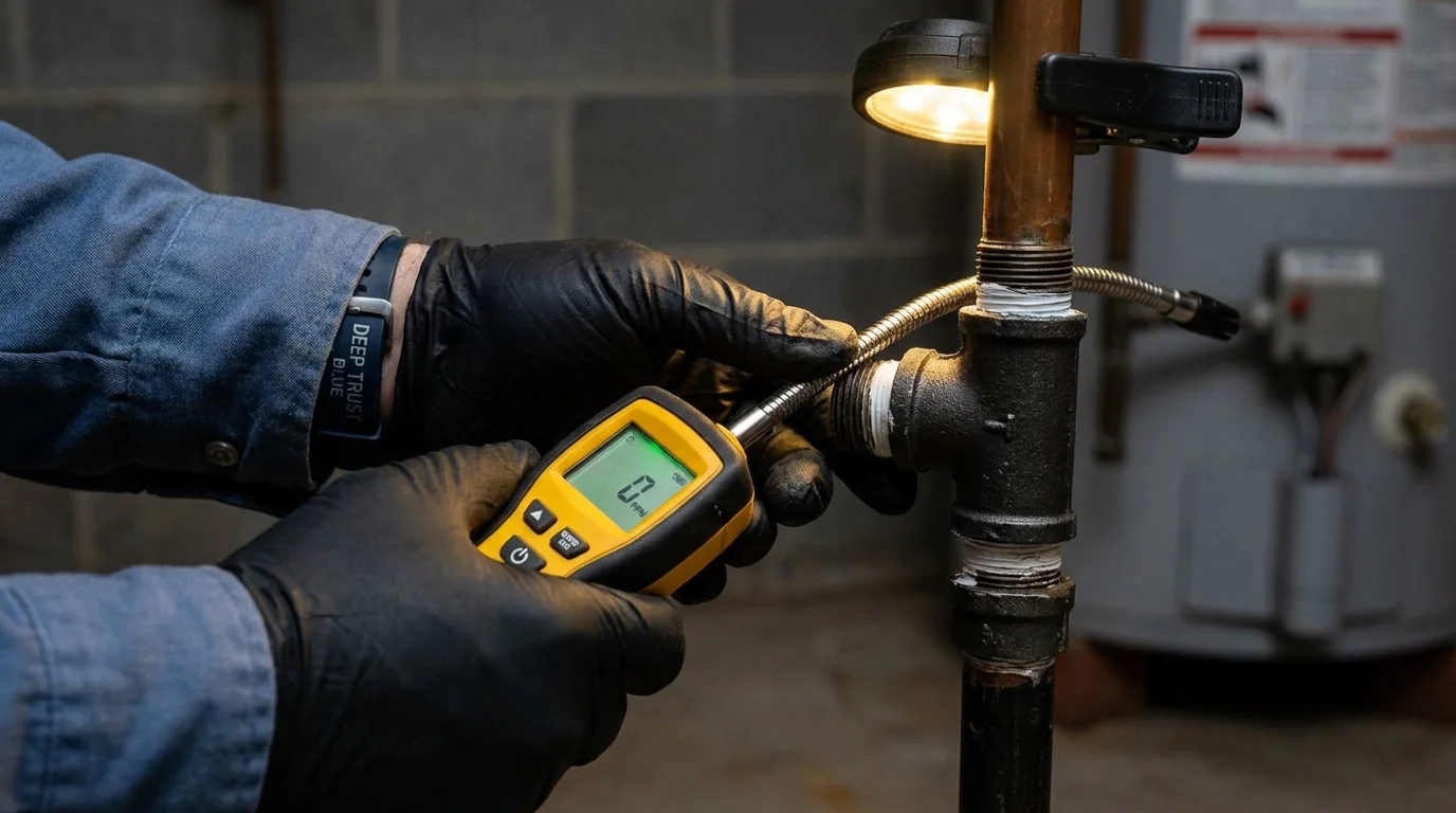 Gas leak detection with electronic sniffer by Johns Plumbing LLC in Pinedale
