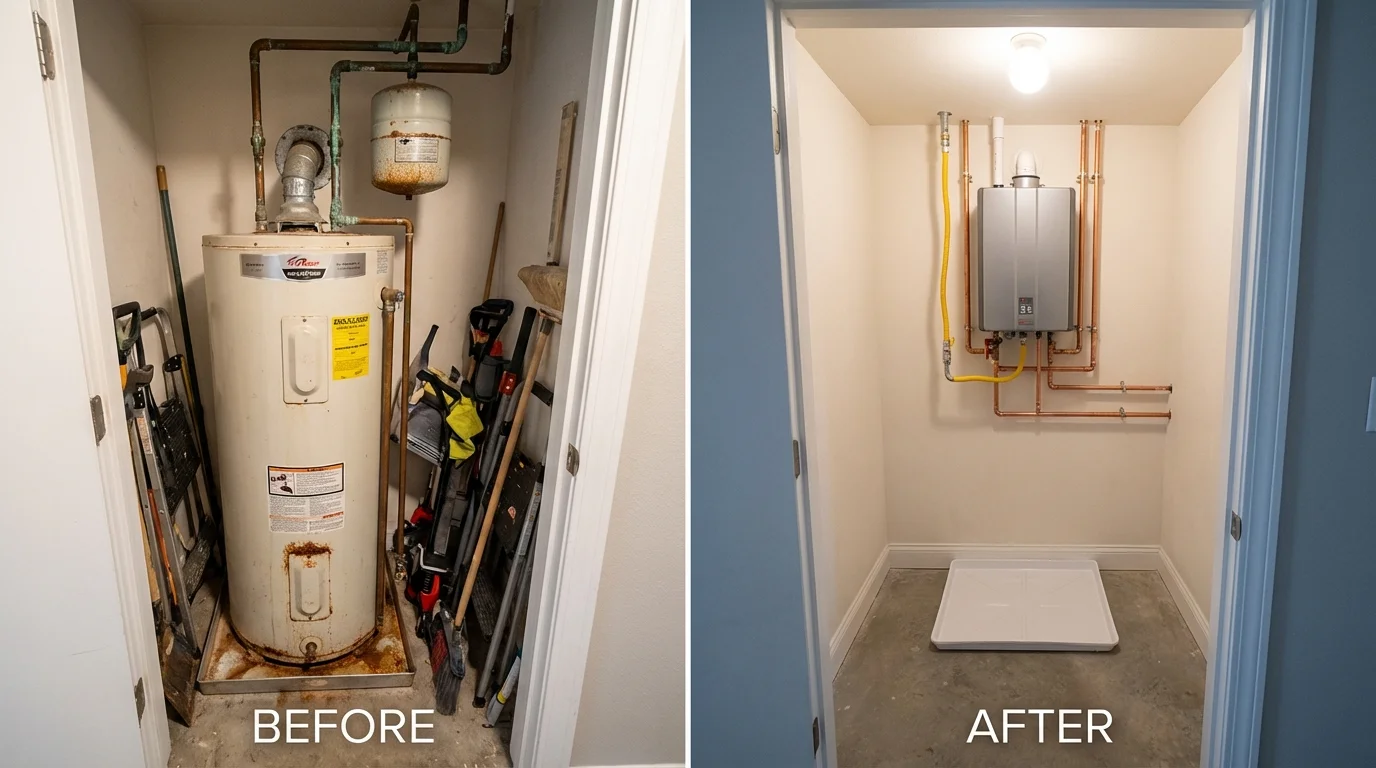 Tank water heater versus wall-mounted tankless unit comparison for Pinedale, WY homeowners