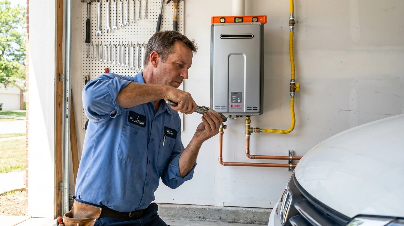 Tankless water heater installation by a Johns Plumbing LLC plumber in Pinedale